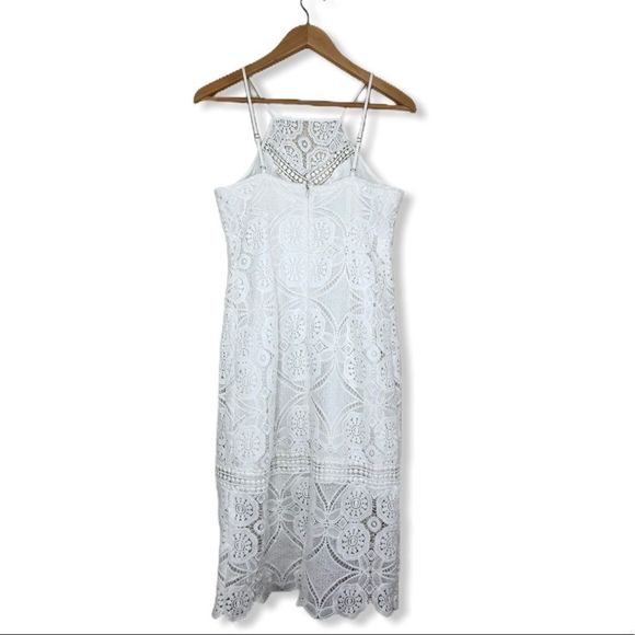 J.O.A White Sleeveless Square Neck Crochet Lace Dress size Medium - Picture 10 of 15